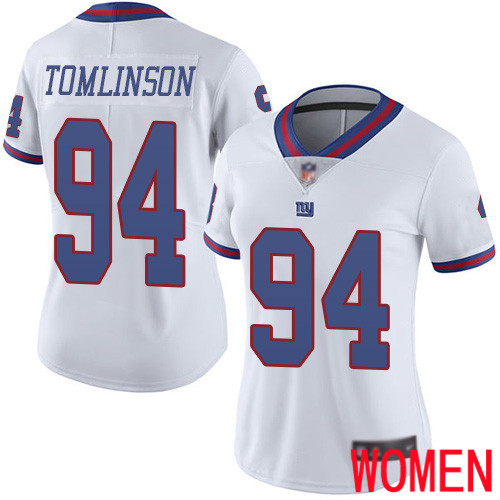 Women New York Giants #94 Dalvin Tomlinson Limited White Rush Vapor Untouchable Football NFL Jersey->women nfl jersey->Women Jersey